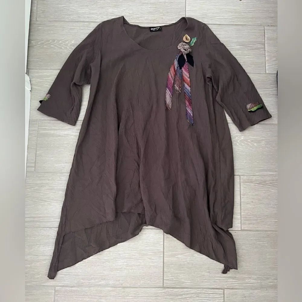 Lee Andersen Harper Tunic Brown size large made in USA EUC